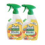 Mean Green Refillable Ultra Powered Bathroom Cleaner Concentrate, Tropical Breeze, 14.3 fl oz (2-Pack) – Plant & Mineral Based, Removes 100% of Soap Scum, Refillable Bottle Makes 4X Refills