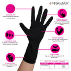 FRAMAR Black Disposable Gloves Large – 12 INCH Latex Free Gloves Large, Guantes Desechables, For Hair Dye, Cleaning, Tattoo, Mechanics – Extra Durable & Resistant – 100 Pack