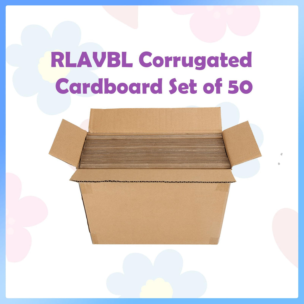 RLAVBL 50 Pack 8x10 Corrugated Cardboard Sheets, Flat Cardboard Inserts for Shipping, Mailing, Packing, DIY Crafts