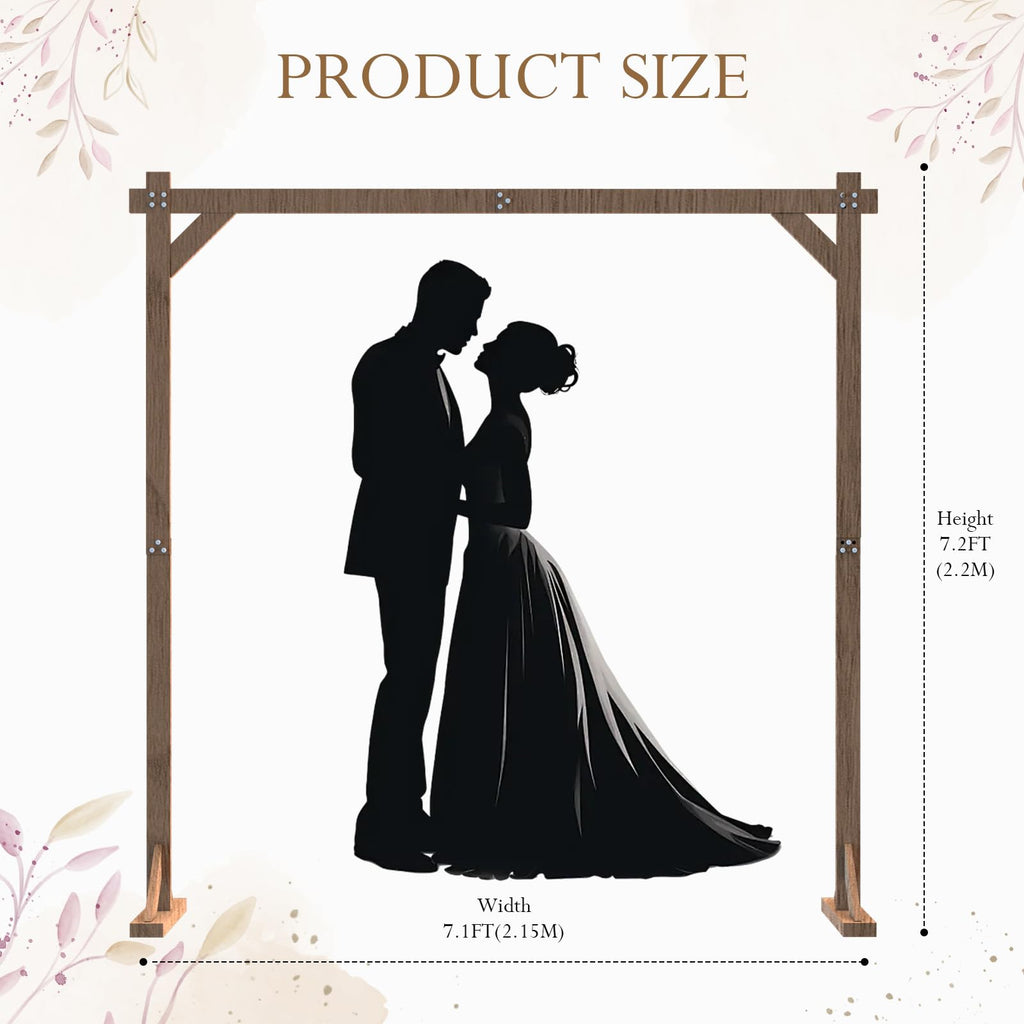 7.2FT Wooden Wedding Arch Square Wood Arches Arbor Backdrop Stand for Ceremony Indoor Outdoor Wedding Party Proposal Scene Garden Beach Forest Rustic Boho Decoration