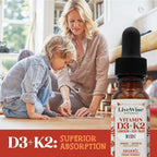 Live Wise Naturals Vitamin D3 K2 Kids Liquid Drops - 112 Servings, Ultra Concentrated Formulation, Fast Absorption 800 IU & 35 MCG for Calcium & Bone Support - Daily Nutritional Support Parents Trust