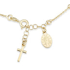 Miabella 18K Gold Plated 925 Sterling Silver Italian Rosary Cross Bead Charm Link Chain Bracelet for Women, Adjustable, Made in Italy (Length 6-7 Inch)