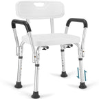 TABEKE Shower Chair for Inside Shower, Heavy Duty Shower Chair with Backrest & Padded Armrest, Height Adjustable Shower Bench, Shower Seat for Bathtub, Elderly and Disabled