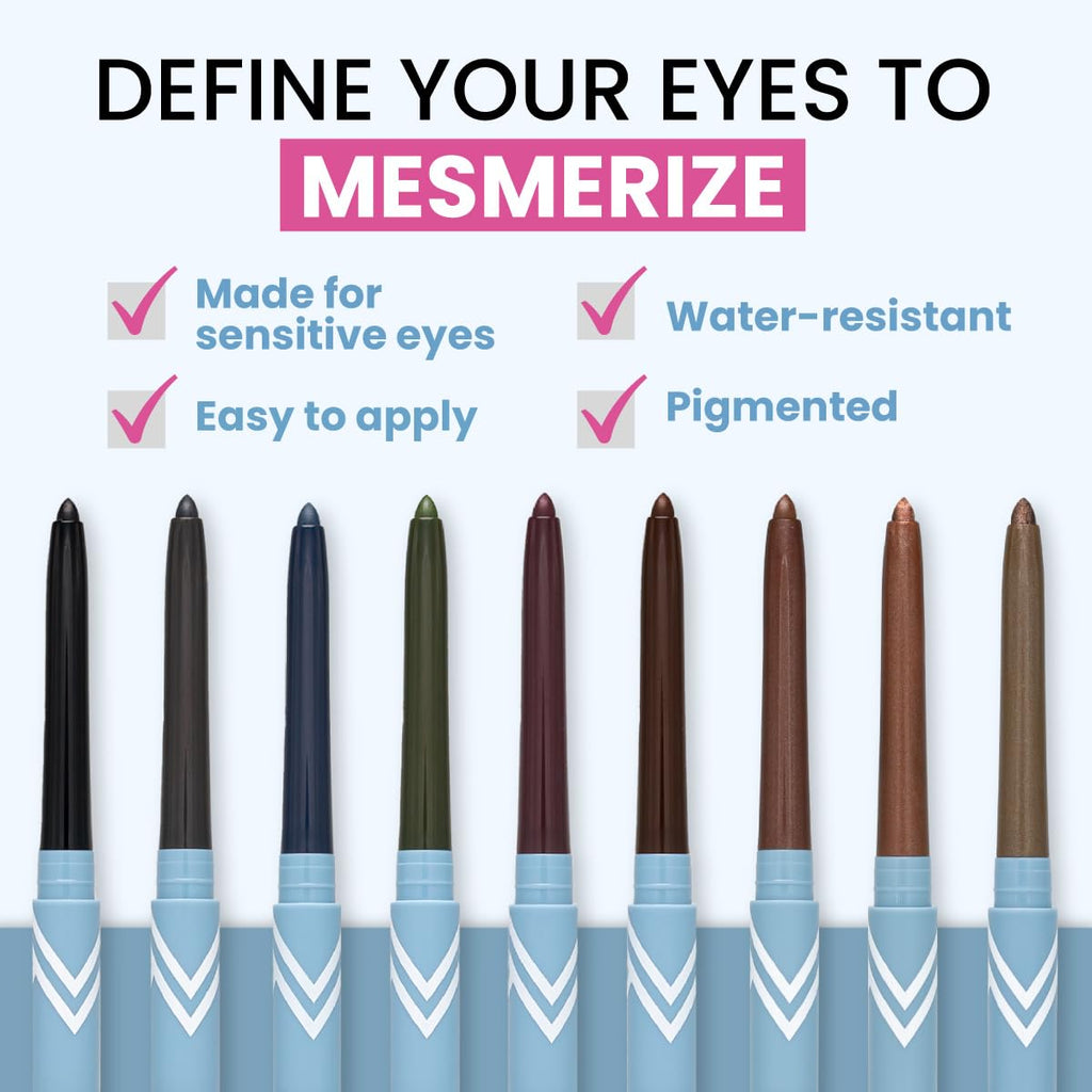 PRIME PROMETICS PrimeEyes Glide Eyeliner for Mature Women – Water-Resistant, Long-Stay and Mess-Proof – Gel Cream Texture, Discreet Sharpener and Effective Smudger (Wood (brown))