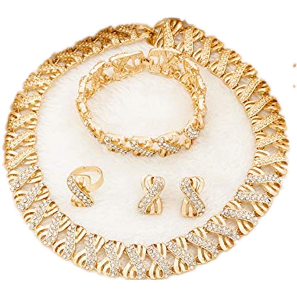 Nigeria Jewelry Sets for Women Africa Beads Jewelry Set Dubai Gold Wedding Bridal Fashion Jewelry Sets Womens Accessories, Choker Necklace 16 inch
