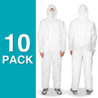 FURWEY Hazmat Suits Disposable Protective Coveralls, X-Large, 10 Pack