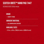 3M Scotch-Brite General Purpose 7447 Hand Pad, Very Fine Grade, 6 in x 9 in, Pack of 20, Aluminum Oxide, Surface Preparation, Scuffing, Blending, Cleaning, Maroon