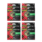 3M Scotch Double-Sided Carpet Tape 1.3 in x 40 ft – Heavy Duty Indoor/Outdoor Rug Gripper for Hardwood, Vinyl, Tile & Concrete Floors – Non-Slip Adhesive for Area Rugs and Mats - 4 Pack