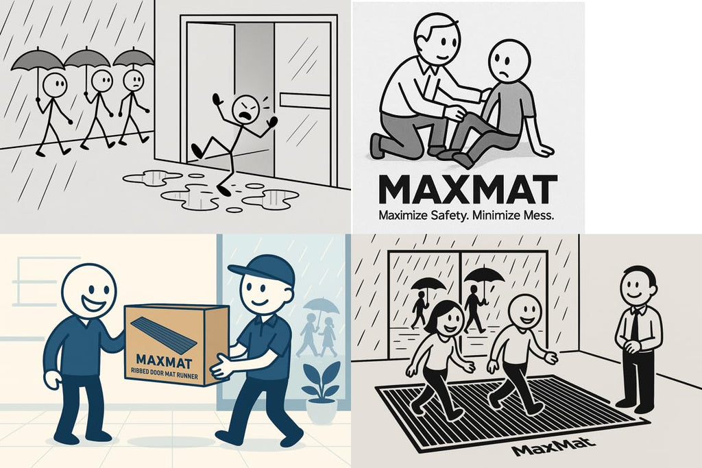 MaxMat Commercial Floor Mat, Heavy Duty Indoor Outdoor Door Mat, 3x5 Feet Grey, Waterproof Entrance Mat, Non-Slip Backing Rug for Office, Store, Warehouse, Hallway, Garage & Entryway