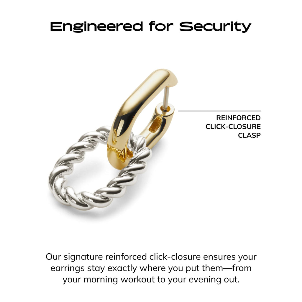 Ana Luisa Ash Double Hoop Earrings for Women - 14K Gold Plated, Silver & Two-Tone Drop Dangle Hoop Earring - Trendy Paperclip Link Huggie Hoop - Hypoallergenic, Water-Resistant & Tarnish-Free Jewelry