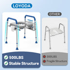 Loyoda Toilet Seat Risers for Seniors, Removable Padded Raised Toilet Seat with Handles, Easy to Clean Adjustable Height Toilet Riser, Handicap Elevated Seat 400lb, Fits Any Toilet