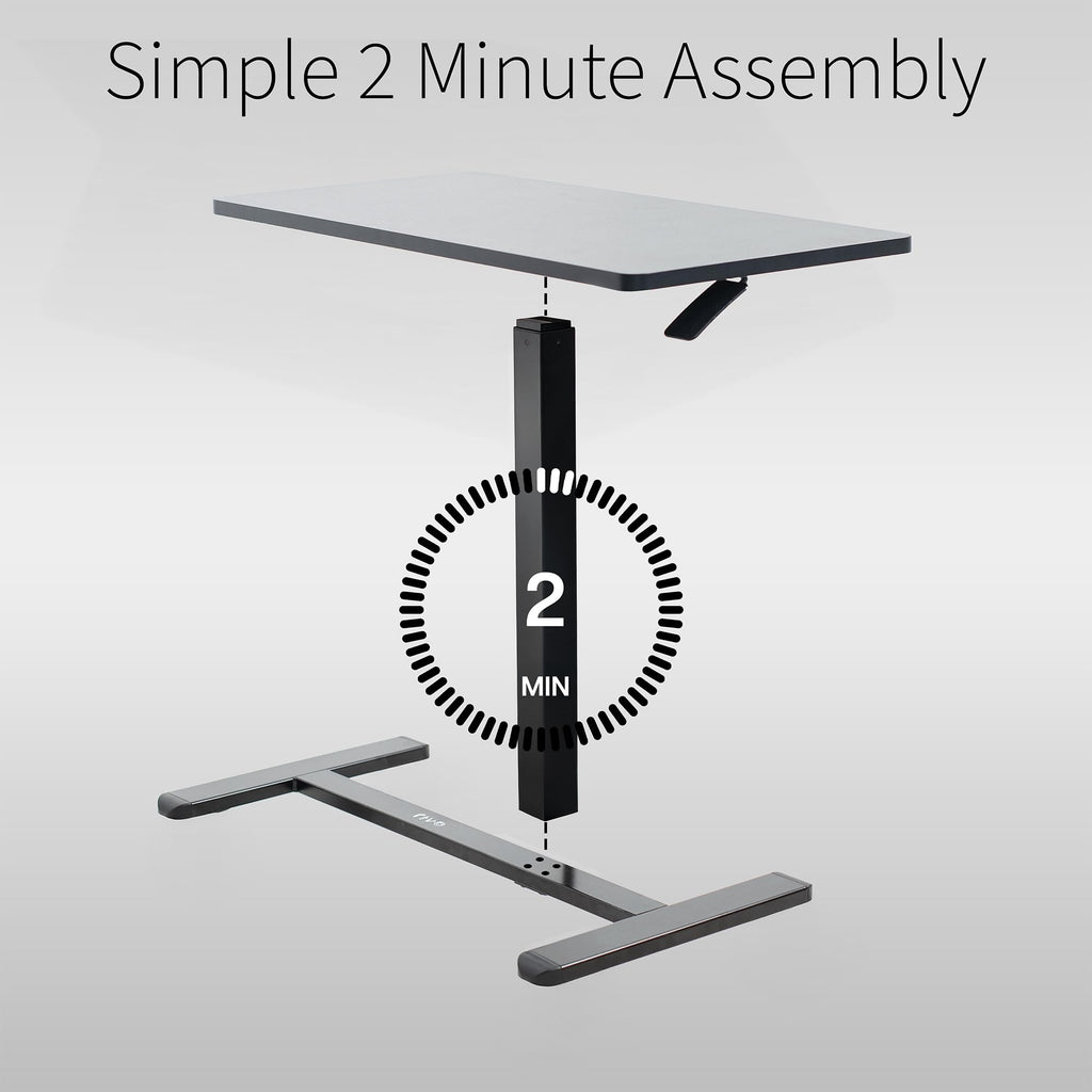 VIVO Mobile 32 x 16 inch Over Couch Laptop Table, Height Adjustable Bedside Desk for Recliner, Black, CART-V02L