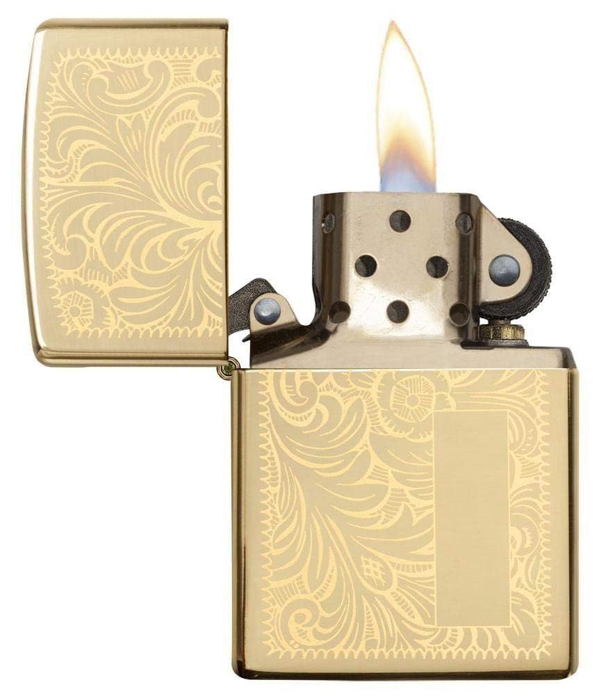 Custom Zippo Lighter – Personalized Engraved Venetian Design | Genuine Windproof Metal Lighter | Unique Gift for Men & Women – Christmas, Halloween, Valentine (Gold 352B)