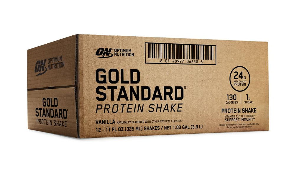 Optimum Nutrition Gold Standard Protein Shake, 24g Protein, Ready to Drink Protein Shake, Gluten Free, Vitamin C for Immune Support, Vanilla, 11 Fl Oz, 12 Count