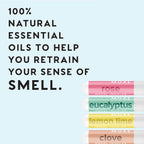 MOXĒ Smell Training Kit, Made in USA, 4 Essential Oils, Olfactory Regeneration, Helps Restore Sense of Smell, Natural Therapy for Smell Loss, Lemon, Rose, Clove, Eucalyptus, Guidebook, Personal Log