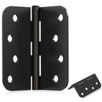 4" X 4" Black Door Hinges – 6 Pack Matte Black Door Hinges with 5/8" Radius, Rounded Interior Heavy Duty 4 Inch Black Hinge for Front and Exterior Doors