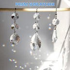 Milkary 44 Pack Chandelier Crystal Prism Replacement, 38mm Hanging Clear Crystal Glass Bead Prisms 20mm Chandelier Crystals Modern for Foyer Wedding Lamp Windows Christmas Tree Decoration