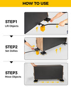 KYX Furniture Dolly, Furniture Movers with 5 Wheels,Carbon Steel Panel Heavy Duty Dolly, Furniture Lifter with 360° Rotatable Silent Rubber Universal Wheels, Max Load 4000LBS(6.9x6.9 in)