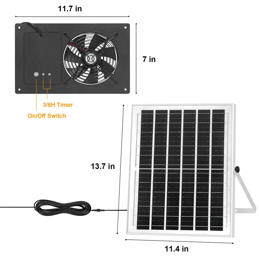 Solar Powered Fan with Battery Run Day/Night,15W Solar Fan for Chicken Coop