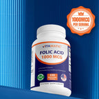Vitamatic Folic Acid 1000 mcg (1 mg) - Vegetarian Tablets - 1667 mcg DFE - Vitamin B9 (240 Count (Pack of 3))