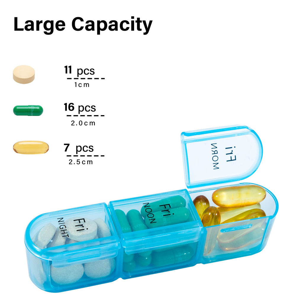 Daviky Pill Organizer 3 Times a Day, Weekly Pill Box 7 Day, Daily Medicine Organizer Case to Hold Vitamins and Medication