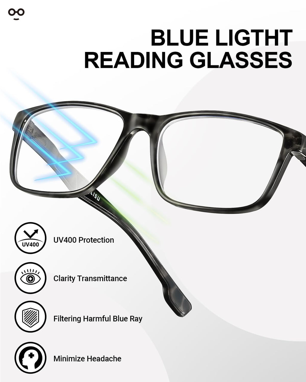 JOLISU 4 Pack Reading Glasses Men Blue Light Blocking with Spring Hinge, Anti Eyestrain/UV Large Wide Square Computer Readers (1.00)