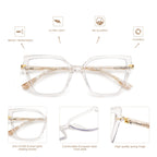 AMOMOMA 2PACK Trendy Square Blue Light Blocking Reading Glasses for Women Women's Readers Spring Hinge AM6082 C1+C2 2.0 x