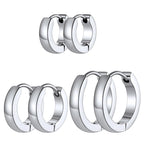 Richsteel 3 Pairs Mens Hoop Earrings Sets, Hypoallergenic Stainless Steel