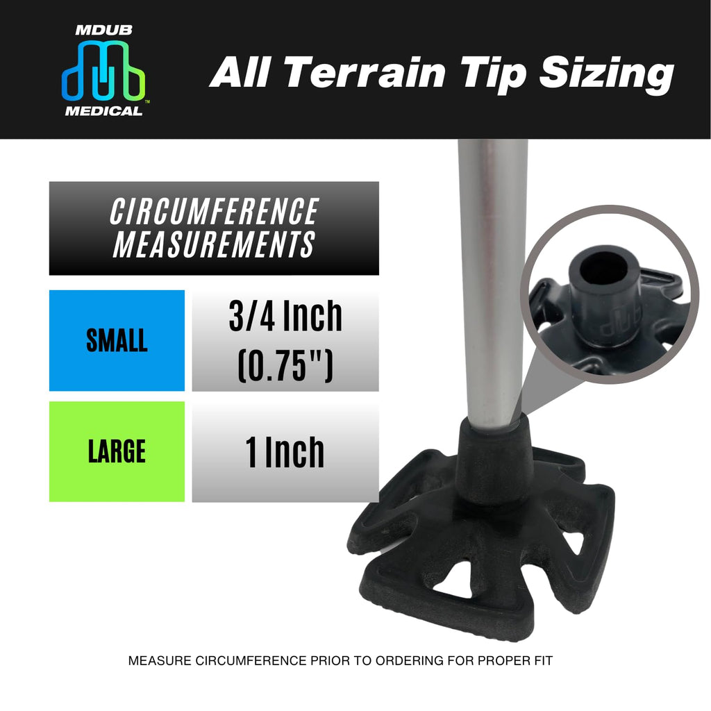 MDUB Medical All Terrain Tip - Heavy Duty Design Cane or Crutch Tip - Sand, Snow, Dirt, and Rain Tip - 3/4" | Black | 1 Pack