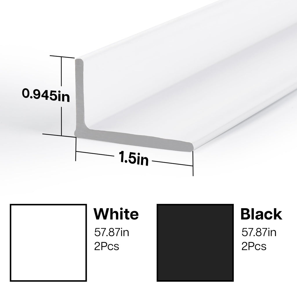 LazBlinds Light Blockers, Suitable for Roller Shades, Zebra Blinds, and Blinds Side Edge Light Blockers, Easy to Install and Cuttable Blocking Panels, White, 58", 2Pcs