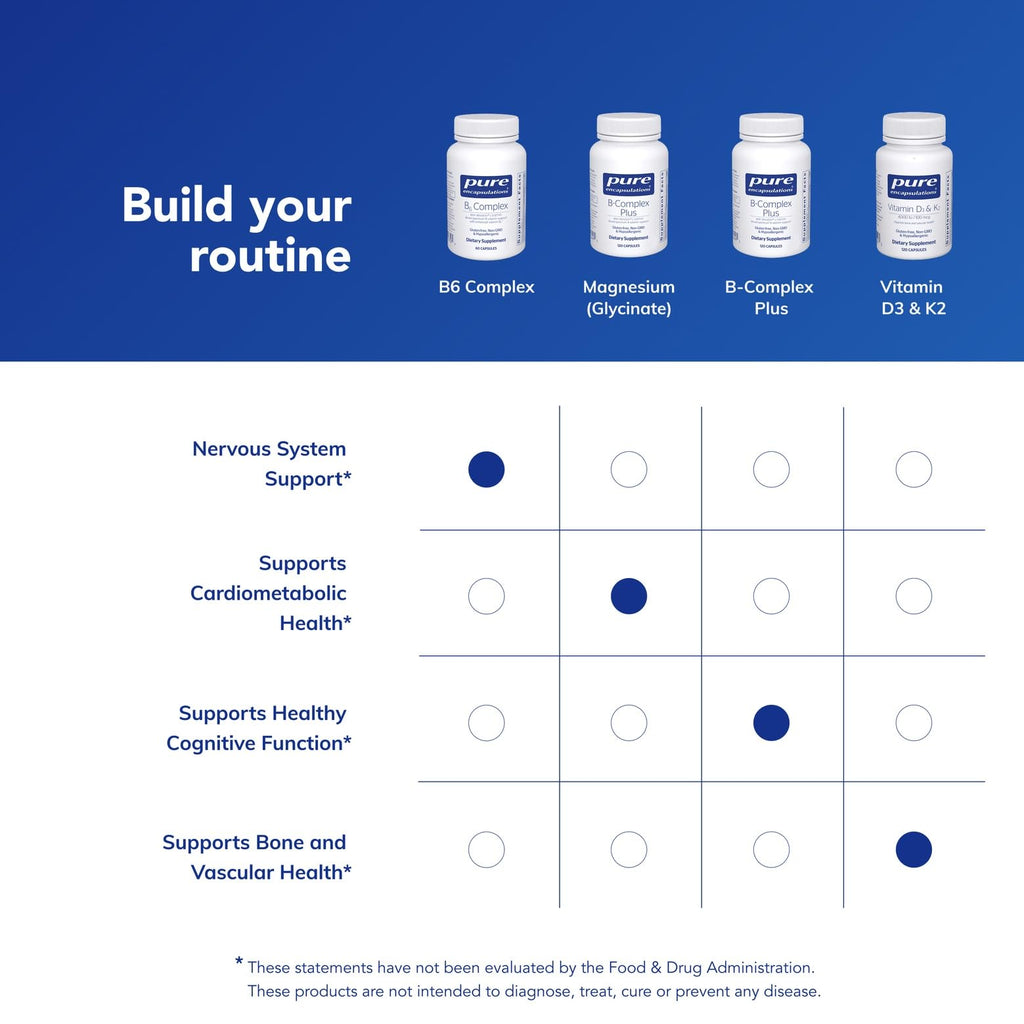 Pure Encapsulations B6 Complex - Supports Nervous System & Brain Health* - Includes B Vitamins - Contains Enriched Vitamin B6 - Non-GMO & Gluten Free - 60 Capsules