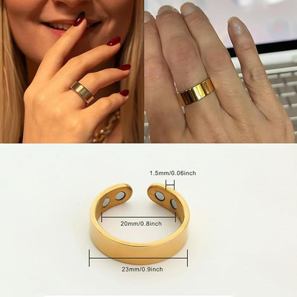 ZCVFA Vayro Ring, Original Mgntc Wellness Ring for Women and Men Stainless Steel Open Lightweight and Water-Resistant Rings（Gold&Silver&Rose Gold&Black）
