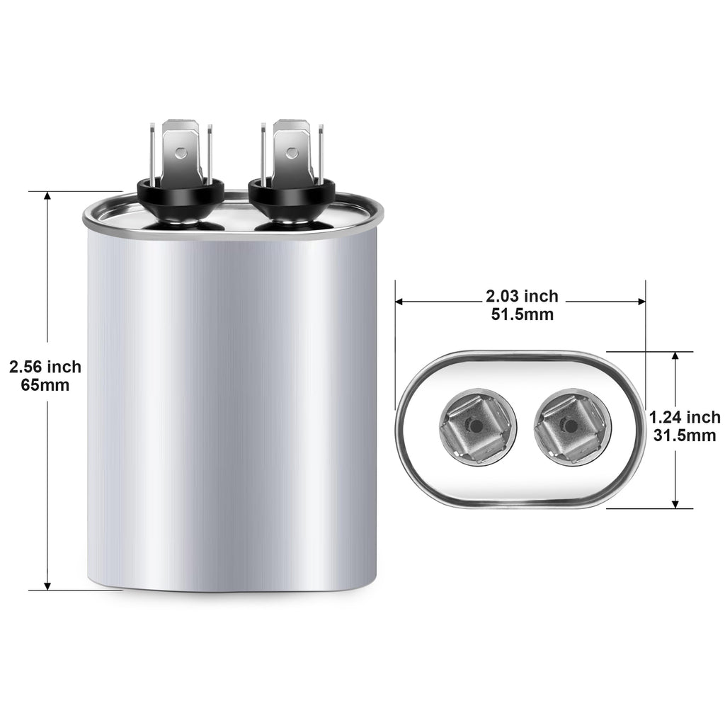 [UL Recognized] 7.5 uF MFD Capacitor ±6%, 370/440 VAC CBB65 Round Run Capacitor, Single Run Capacitor Replacement for AC Fan Motor, Condenser, Air Conditioner, Heat Pump HVAC System