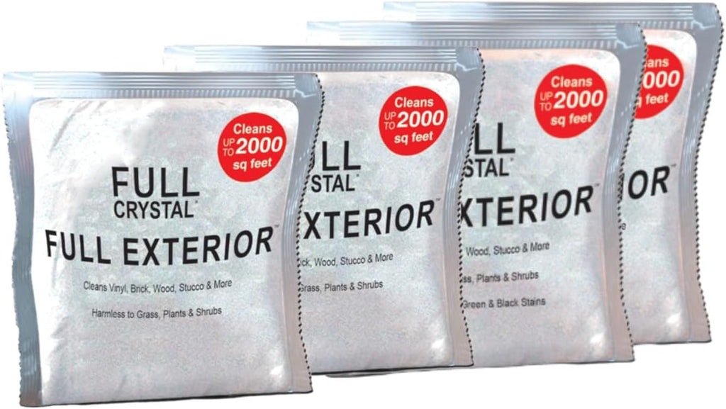 Full Exterior Refill Kit – Crystal Powder Outdoor Cleaner Packets, 16 oz, Each 4 oz Bag Makes Up to 640 fl oz, Non-Toxic, No Scrub, No Rinse Cleaning Solution