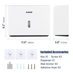 AIKE 200-Sheet Multifold Paper Towel Dispenser,No-Drill Wall Mount,White