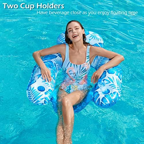 Jasonwell Inflatable Pool Float Chair - Pool Floaties Floating Pool Chair Lounge Floats for Swimming Pool Water Chair Pool Lounger with Cup Holder Pool Toy Party Floaty Adults XL