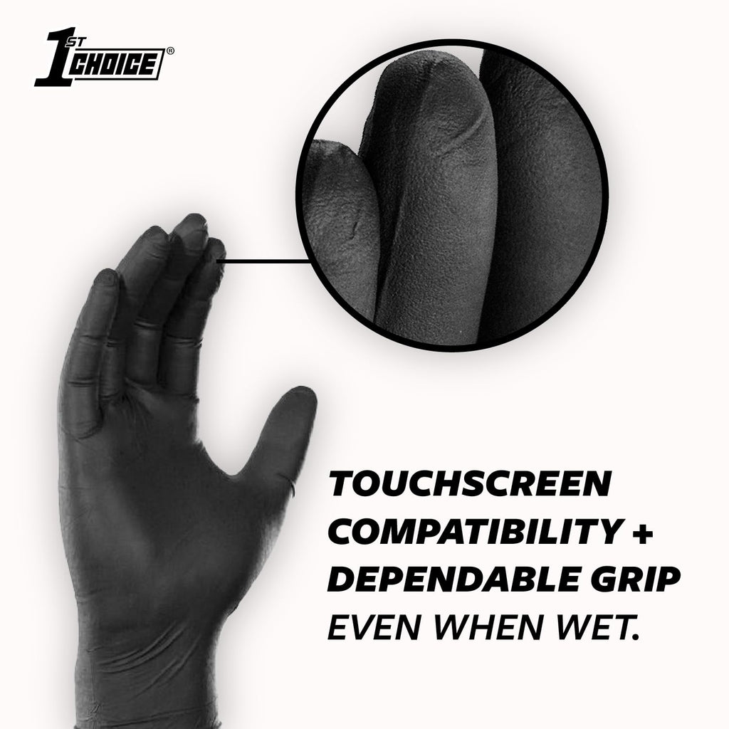 1st Choice Nitrile Gloves, Disposable, Latex-Free, Black, 6 Mil, for Mechanics, Cleaning, Automotive, Large, 2 Cases of 1000