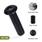 SVLING M5 x 10mm 150PCS Button Head Hex Socket Cap Screws Bolts, 10.9 Grade Alloy Steel, Allen Hex Drive, Full Thread, Black Oxide, with Hex Spanner