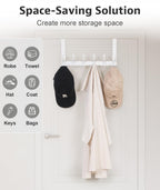 Optish Door Hooks for Hanging, Over The Door Towel Racks for Bathroom, Coat Rack Door Towel Hanger Towel Hooks (2Pack, White, Fit 1-3/4" Doors)