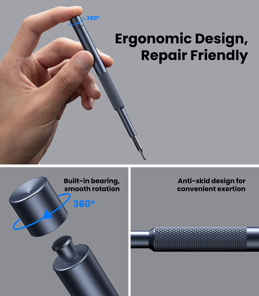 AXTH 50-in-1 Precision Screwdriver Set, Professional Magnetic Small Repair Tool Kit for Electronic Devices, Mini Screw Driver with Flat, Philips, Torx, Hex, Pentalobe, Triwing, Triangle and More
