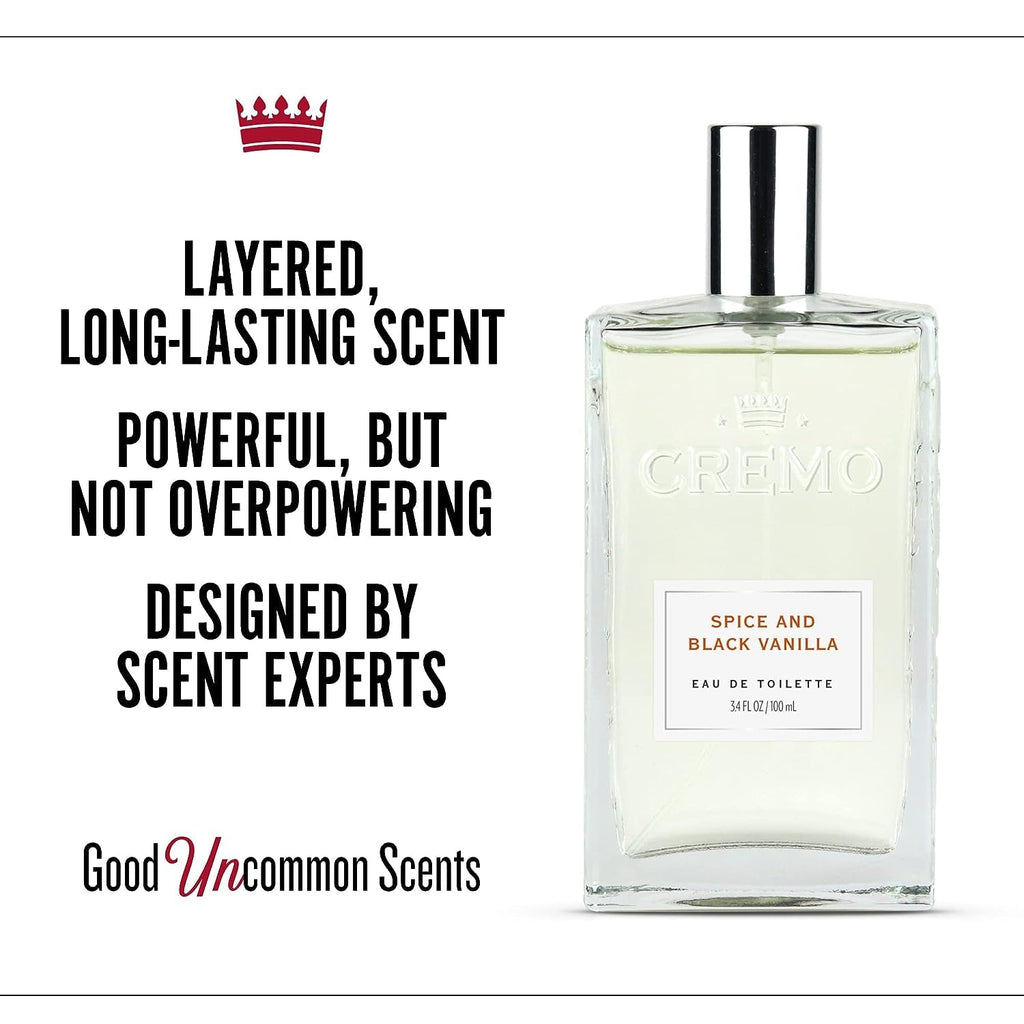 Cremo Cologne for Men, Spice & Black Vanilla, 3.4 Fl Oz