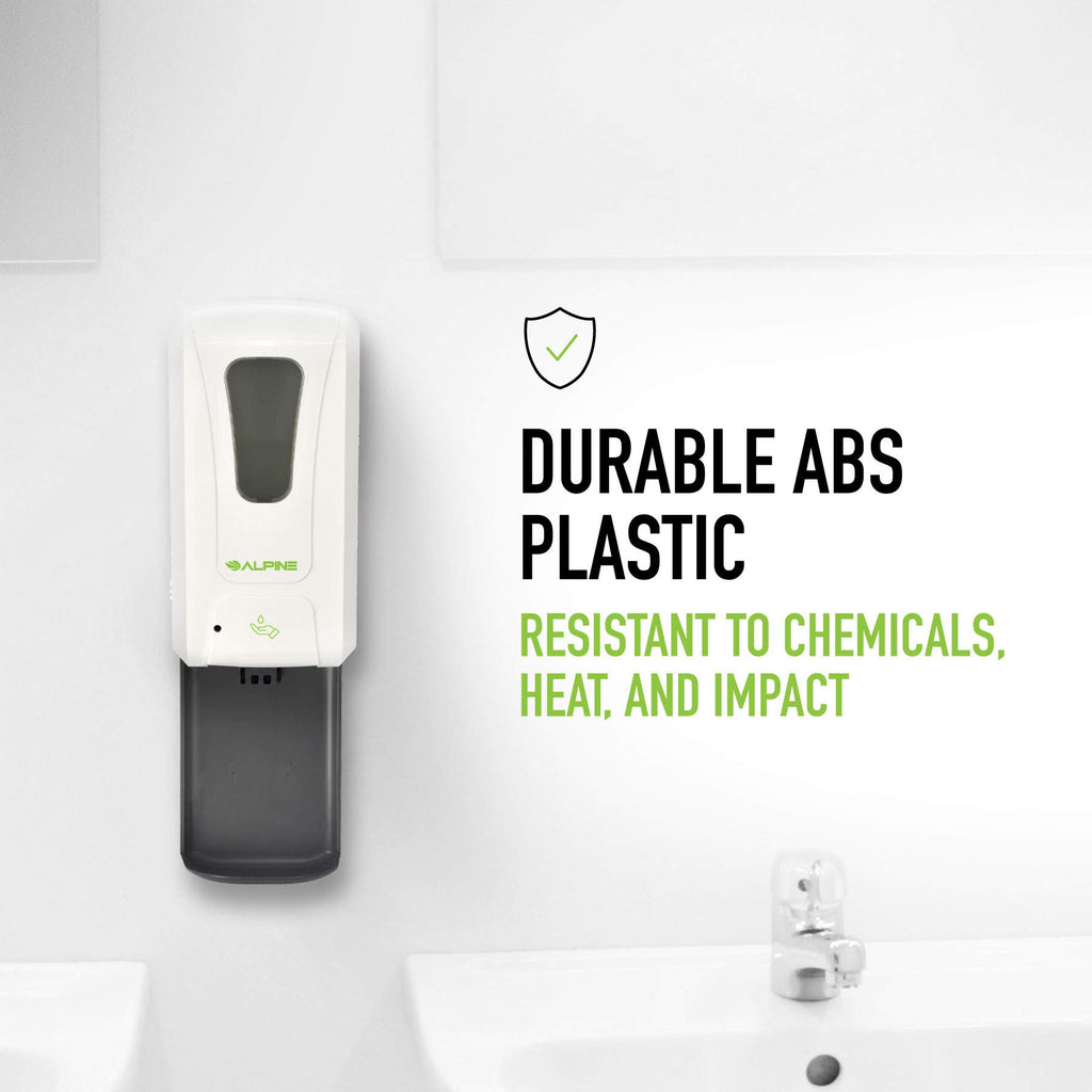 Alpine Automatic Hand Sanitizer Dispenser - Touchless Soap Dispenser with Drip Tray for Restaurant, Hospital, School, Hotel, Kitchen and Bathroom -1200mL Liquid, Gel White