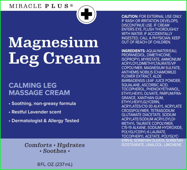 Miracle Plus Magnesium Cream For Leg Relief | Magnesium Lotion Calming Leg Cream Herbal Moisturizer Topical Body Butter Soothes + Calms Sensations, Itching, & Shaking, 8 Oz