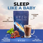 RYZE SUPERFOODS Mushroom Hot Cocoa Melatonin Sleep Supplement, Keto Cocoa Powder with Reishi Mushroom, Melatonin, Glycine, Cacao, L-Theanine, Chicory to Help Fall Asleep and Stay Asleep, 20 Servings