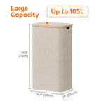 Lifewit 105L Large Laundry Basket with Lid, Removable Bags, Beige