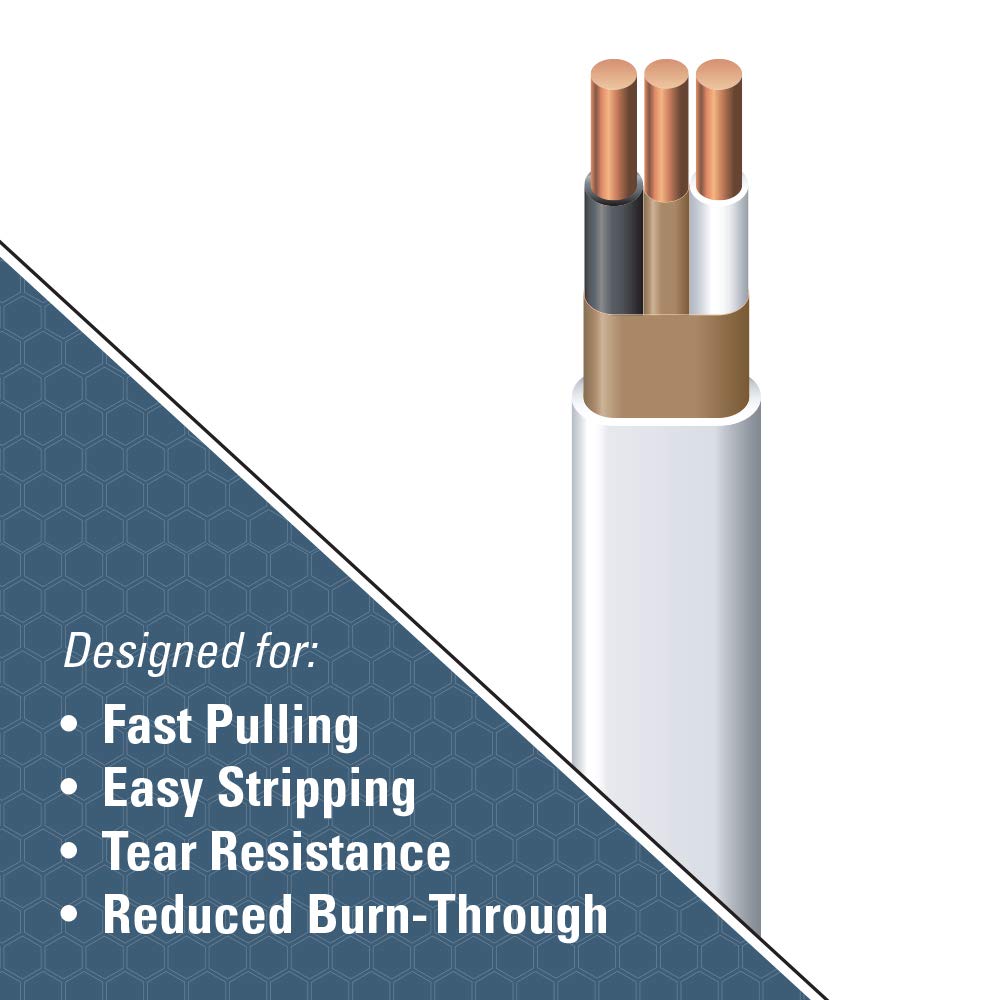 SOUTHWIRE Company #28827455 250' 14/2 W/G NM Indoor Cable, for Dry Location, Compatible with Standard Electrical Devices