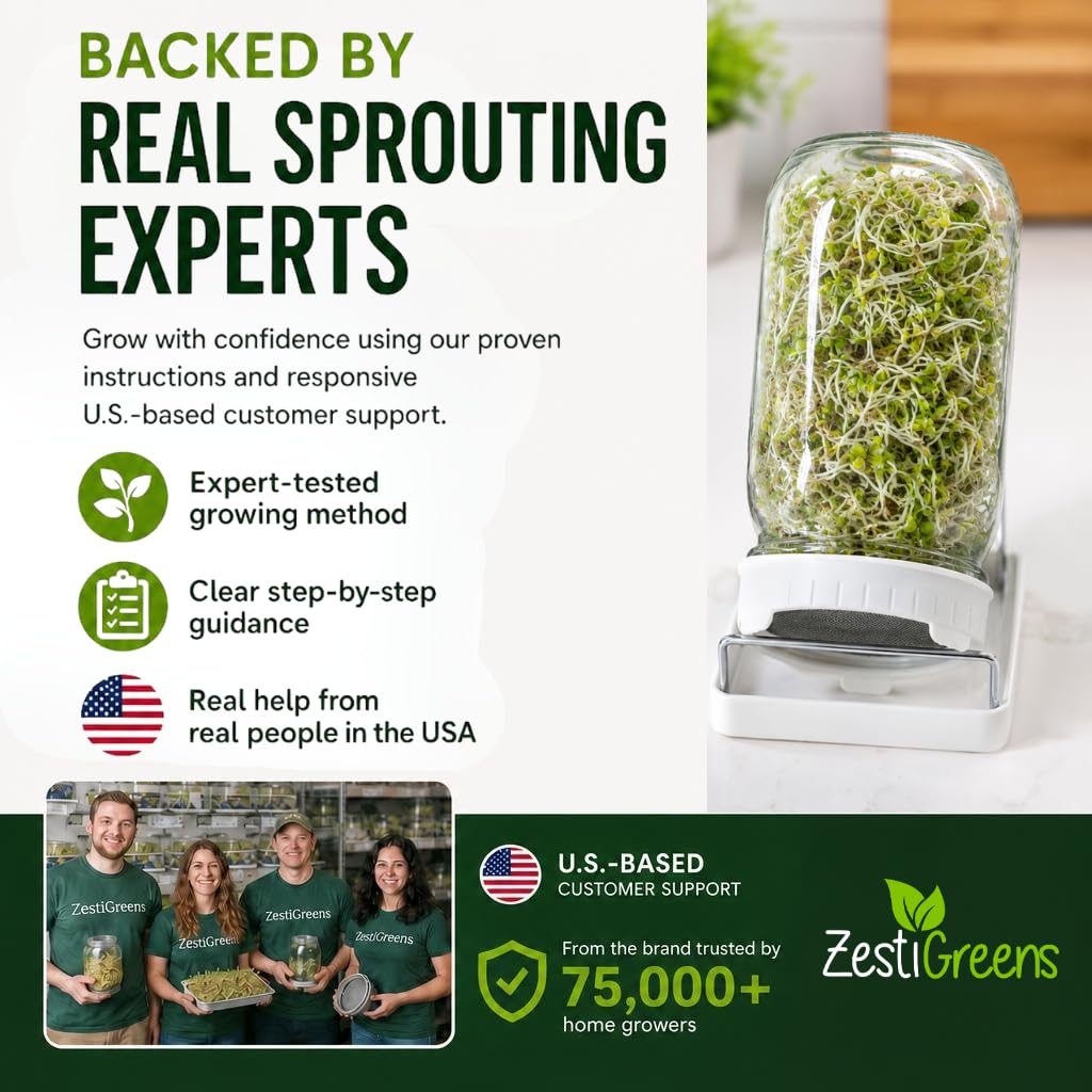 Sprouting Jar Kit - 2 Wide-Mouth Mason Jars with Stand and Sprout Lids