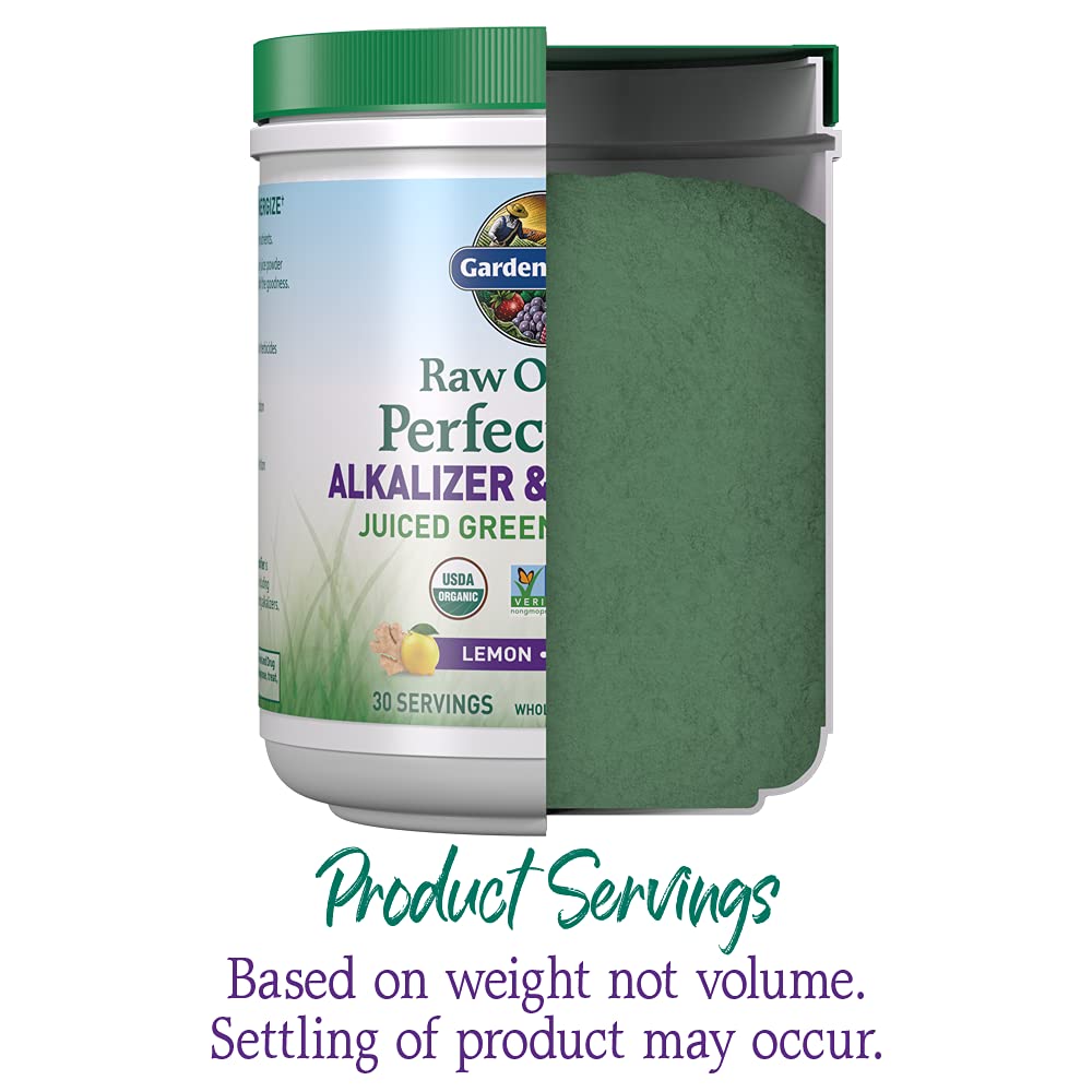 Garden of Life Raw Organic Perfect Food Alkalizer and Detoxifier, Lemon Ginger Flavored Superfood Powder Supplement, 30 Servings