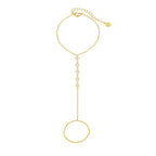 Faire de la Mode 5 CZ Diamond Ring Bracelet, 14K Gold Plated Hand Chain