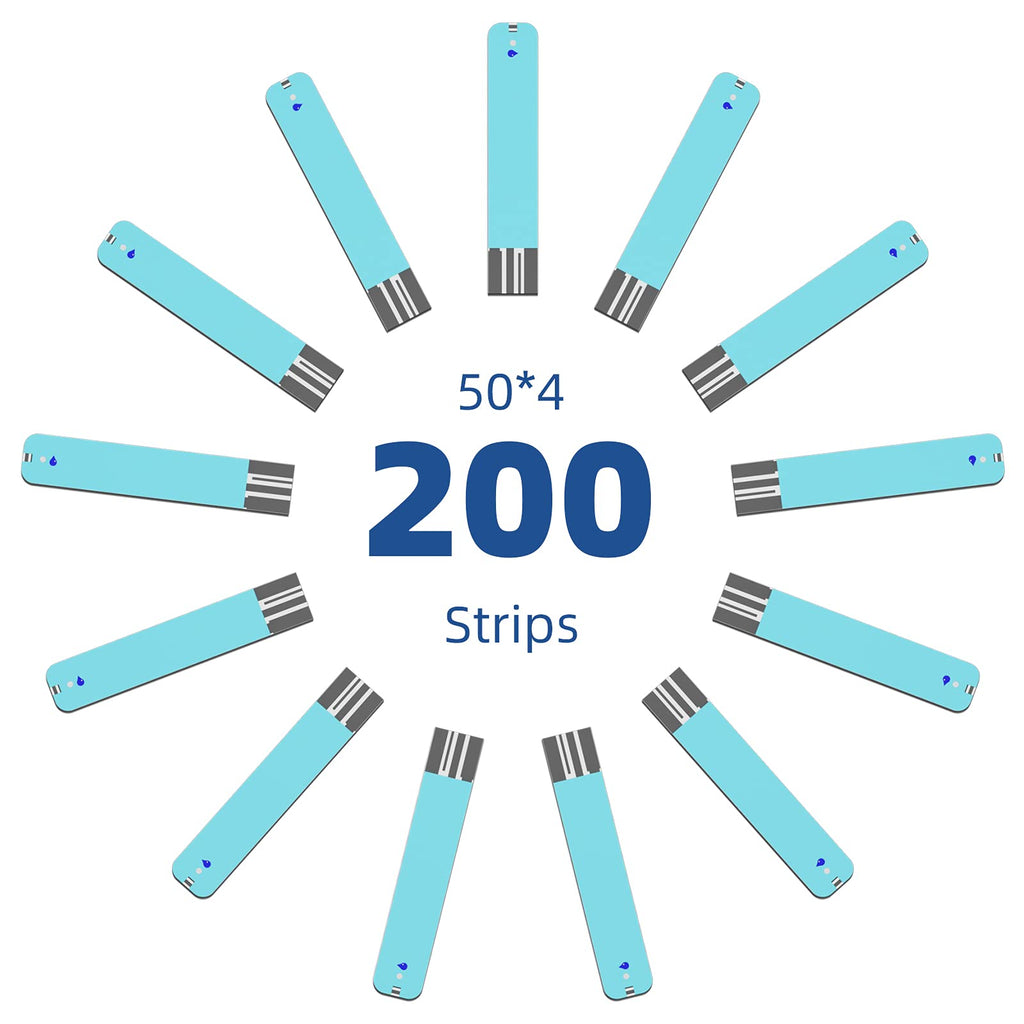 Metene TD-4116 Blood Glucose Test Strips, 200 Count Test Strips for Diabetes, Use with metene TD-4116 and metene S Blood Glucose Monitor Only(No Monitor)